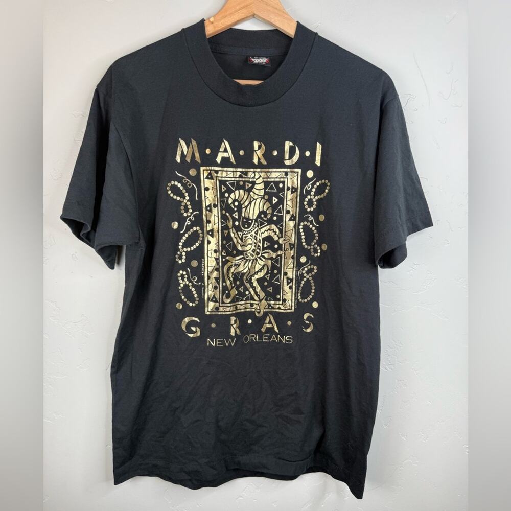 Vintage Single Stitch Tee Screen Stars T-Shirt 80s Mardi Gras New Orleans Shirt